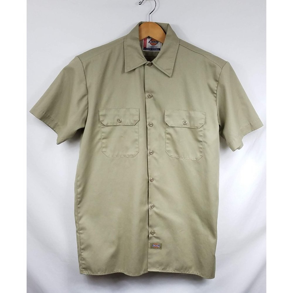 Dickies Men's Medium Khaki Short Sleeve Work Shirt